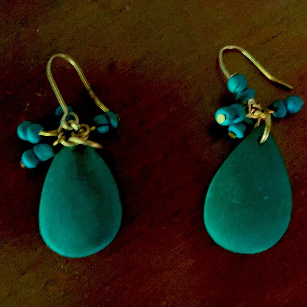 Beautiful teal colored earrings -pierced. Worn once.